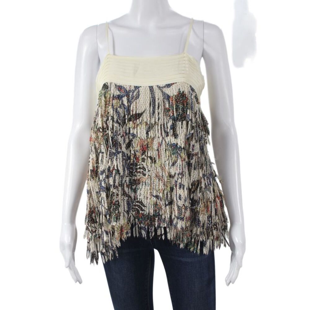 Flannel Women Viscose Floral Bohemian Camisole Sleeveless Drawstring Size M